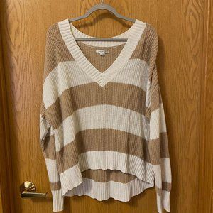 American Eagle Striped V-Neck Sweater